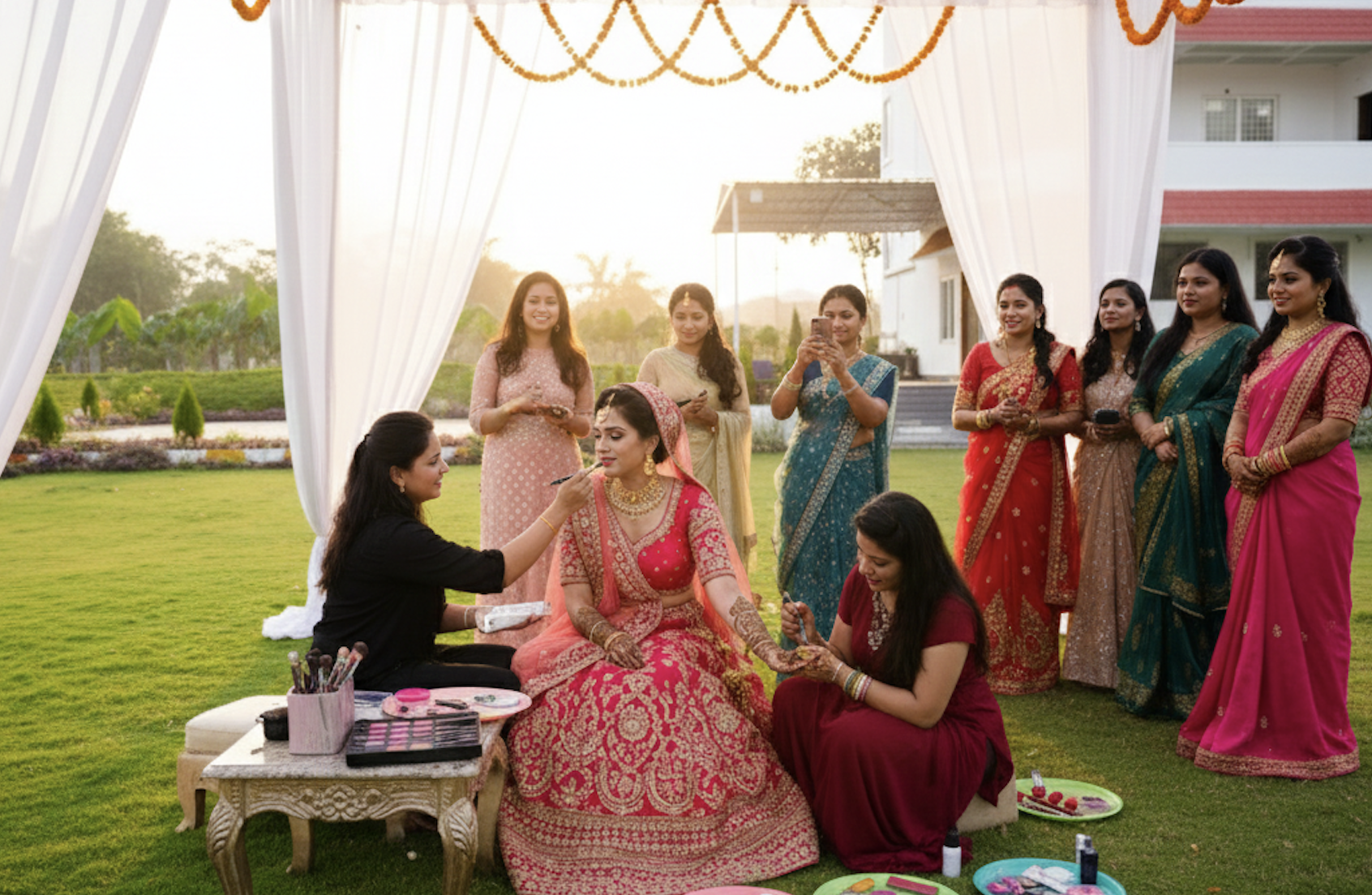 Makeup and Mahendi artist at work.